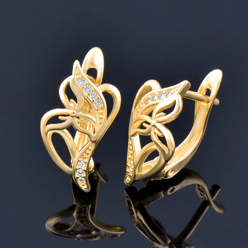 

LEEKER Fashion Earrings for Women Gold Color Cubic Zircon hoop earrings wedding accessories earrings 2022 jewelry 2022 277 LK6