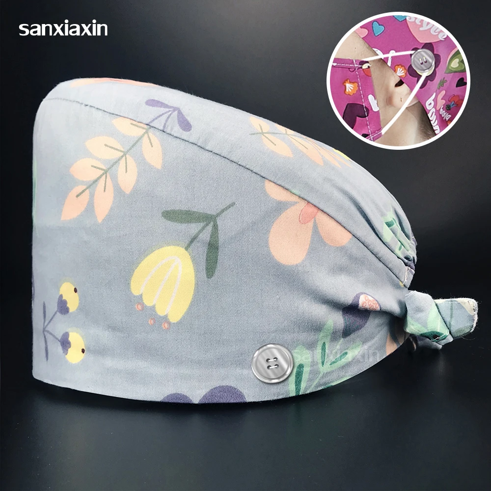 

Flowers Printing Nurse Accessories High Quality Nursing Hats Hospital doctor Hat for Women Medical Surgery Dentist Surgery Caps