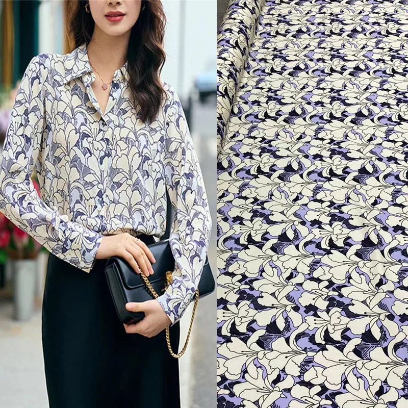 

Fashion Morning Glory 19 Mommy Stretch Double Joe Silk Fabric Scarf Cuff Silk Scarf Dress Shirt Cheongsam Sewing Fabric Designer