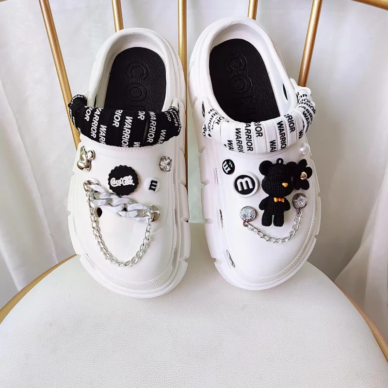 New Arrivals 13 Pcs/Set Woolly Bear Lace Set Designer Chain Shoe Trend Quality Clogs Shoe Decorations Elegant Lovable