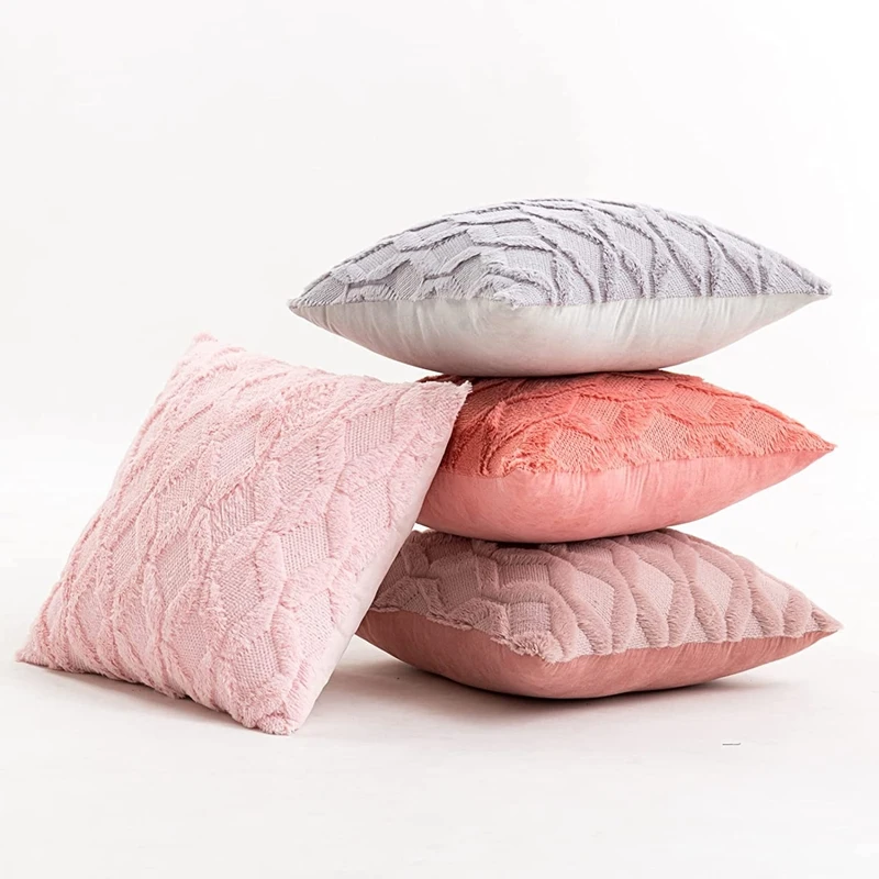 

Inyahome Soft Plush Short Wool Velvet Decorative Throw Pillow Covers Square Luxury Style Cushion Case European Pillow Shell