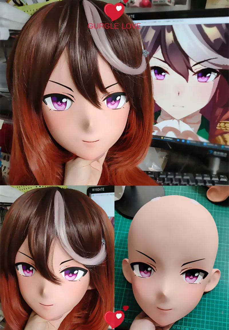 

(GL22) Custom Cartoon Character Resin Lifesize Half Head Crossdress Cosplay Japanese Anime Pretty Derby Kigurumi Mask