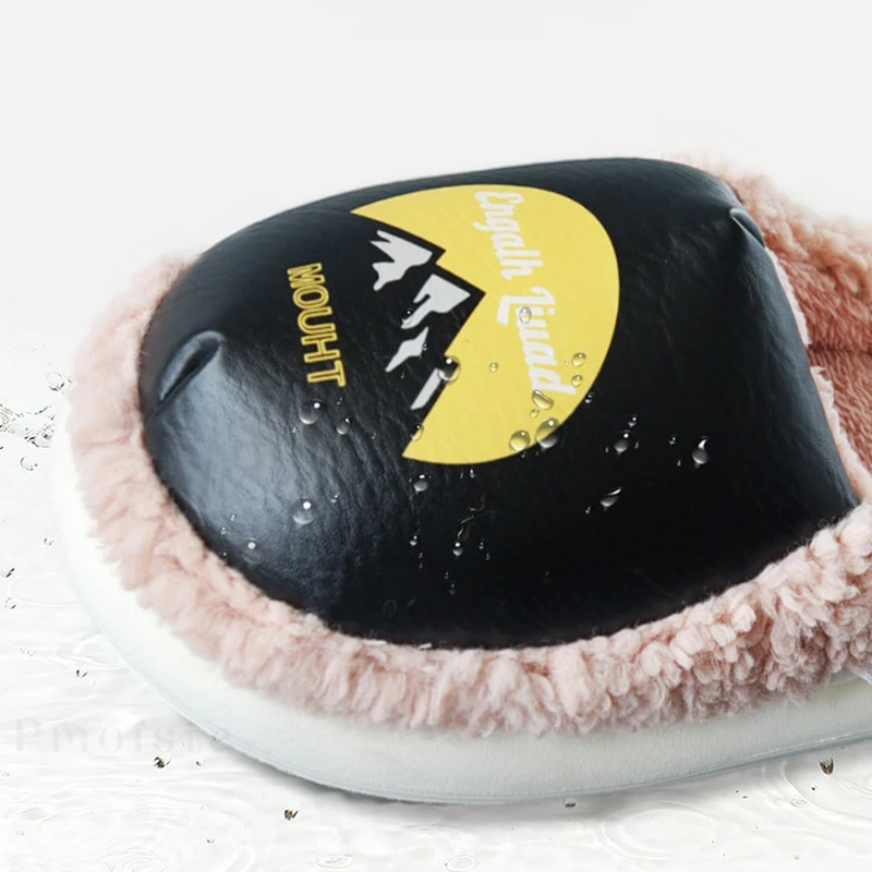 Women Indoor Slippers with Fur Fashion Platform Slippers Warm Plush Home Slippers Soft Waterproof Female House Slipper Unisex