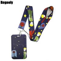 little prince black key lanyard car keychain id card pass gym mobile phone badge kids key ring holder jewelry decorations