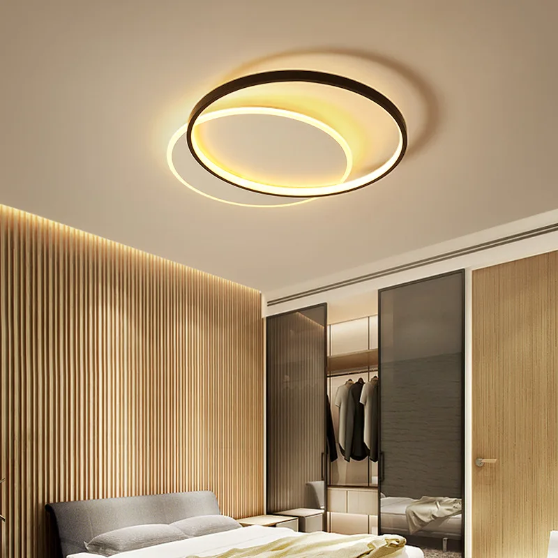 Modern Simplicity LED Circle Ceiling Lamp Black White Panel Lighting Decoration for Living Room Bedroom Study Home Luminaires