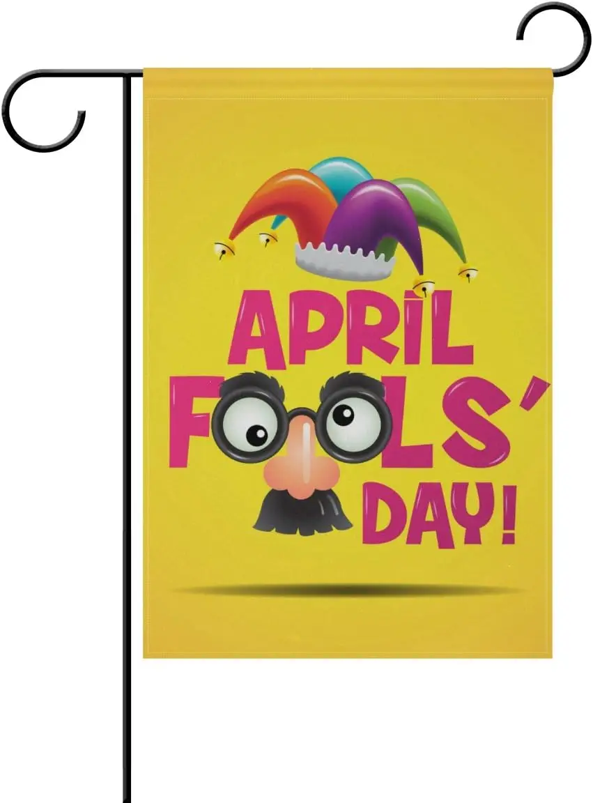 Фото Флаг-баннер для сада и двора U Life Welcome Cute Happy April Fools Day, для улицы, для цветочного горшка, двусторонняя печать, 12 x 18 дюймов, EEZ №1