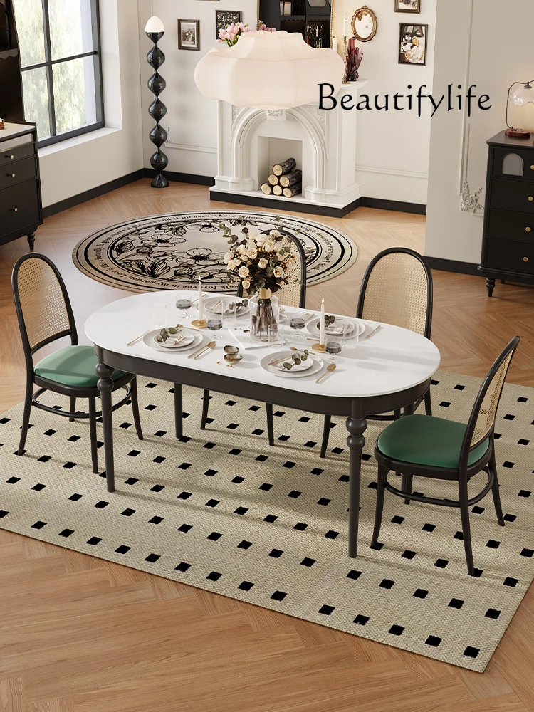 Современный французский стиль черный ретро каменная тарелка обеденные столы и