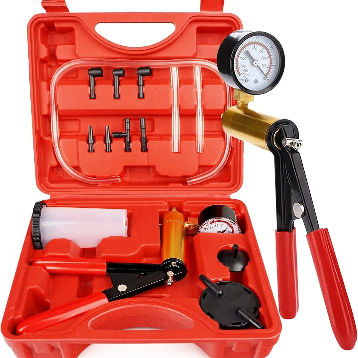 

DIY Brake Fluid Bleeder Tools Vacuum Pistol Pump Tester Kit Aluminum Pump Body Pressure Vacuum Gauge