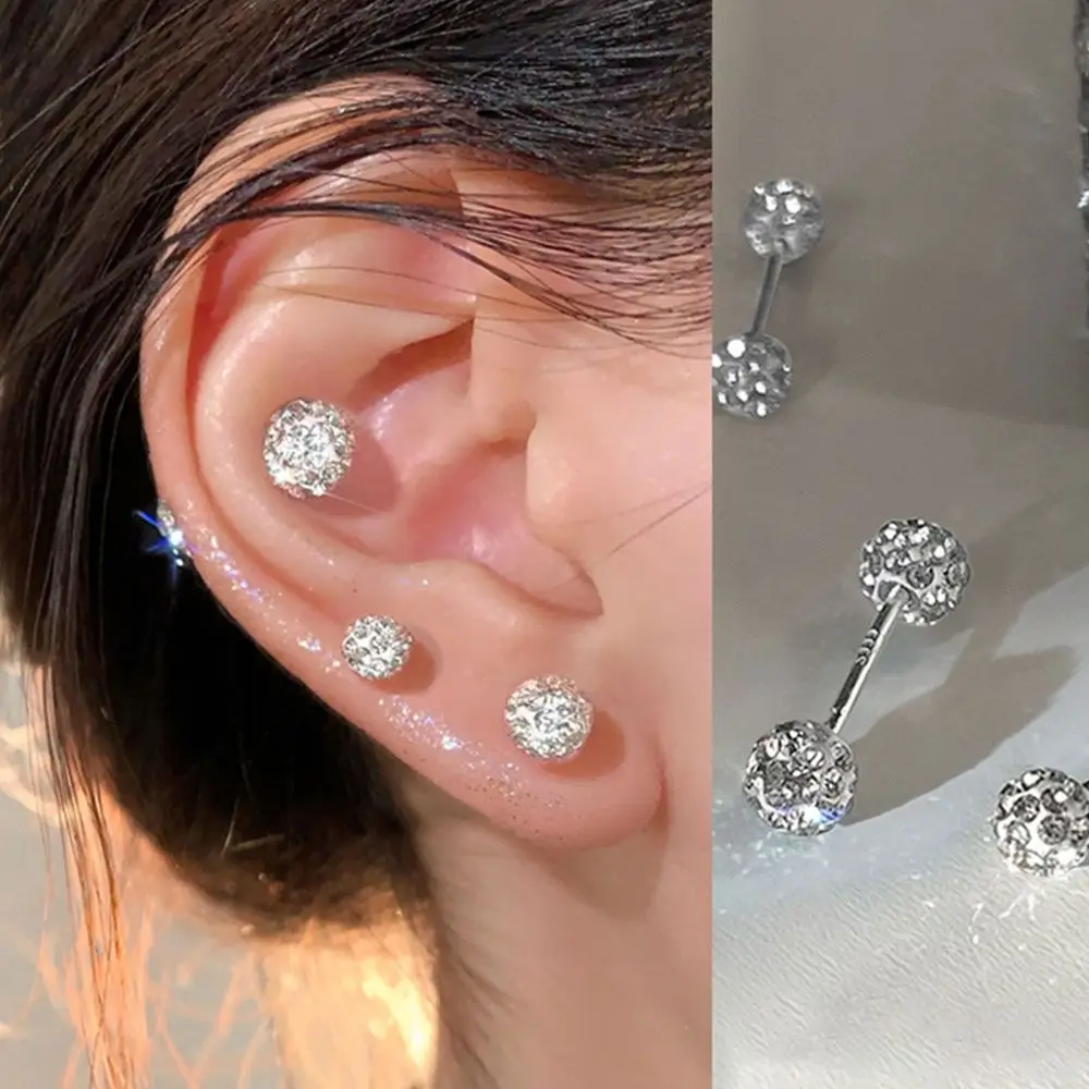 

Korean Style Full Rhinestone Stud Earring Barbell Ear Bone Nail Body Jewelry Crystal Zircon Ear Studs Earrings Piercing Jewelry