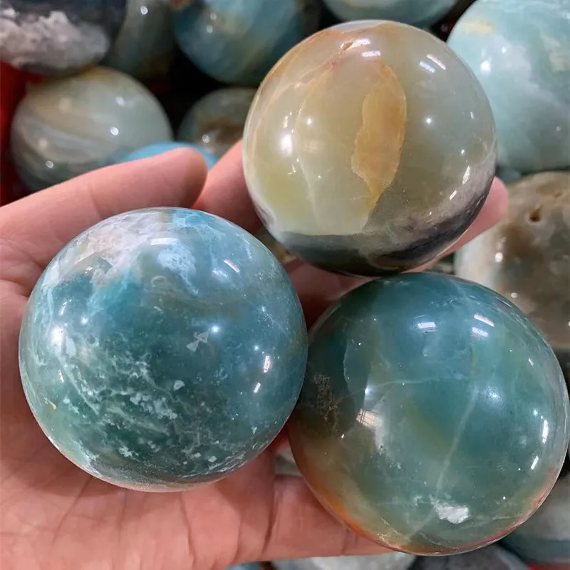 Природный синий кальцит Сфера Небесно-Голубой Карибский хрустальный шар для