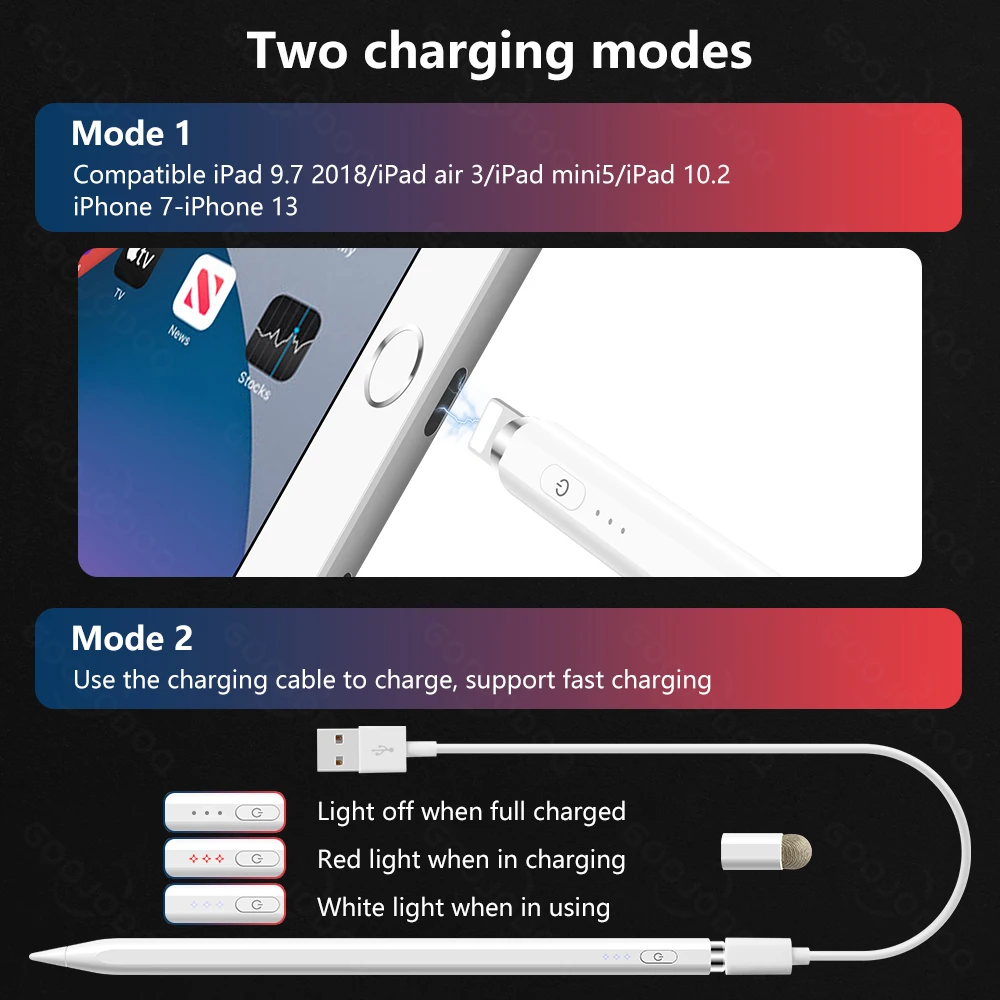 Карандаш для iPad 2018-2022 Apple Pencil 2 1 с отклонением от наклона ладони в стилус телефона