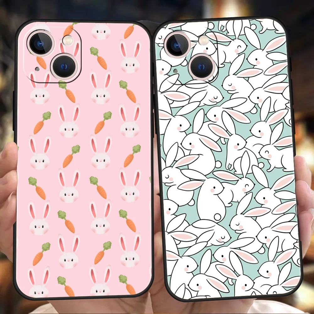

Simple Line Rabbit Cartoon Phone Case Cover for iPhone 14 13 12 11 Pro Max X XR XS Max 14 7 8 Plus Shockproof Silicon Soft Shell