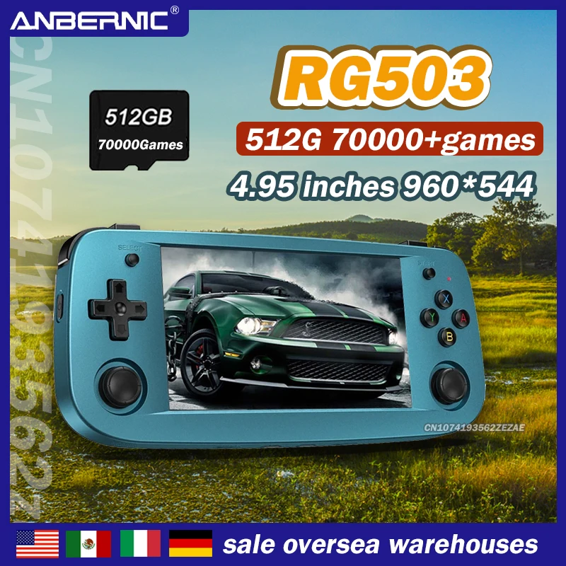 

512G NEW ANBERNIC RG503 RK3326 LINUX System 4.95 Inch OLED Screen Handheld Game Console Support 5G WIFI Bluetooth 70000+Games
