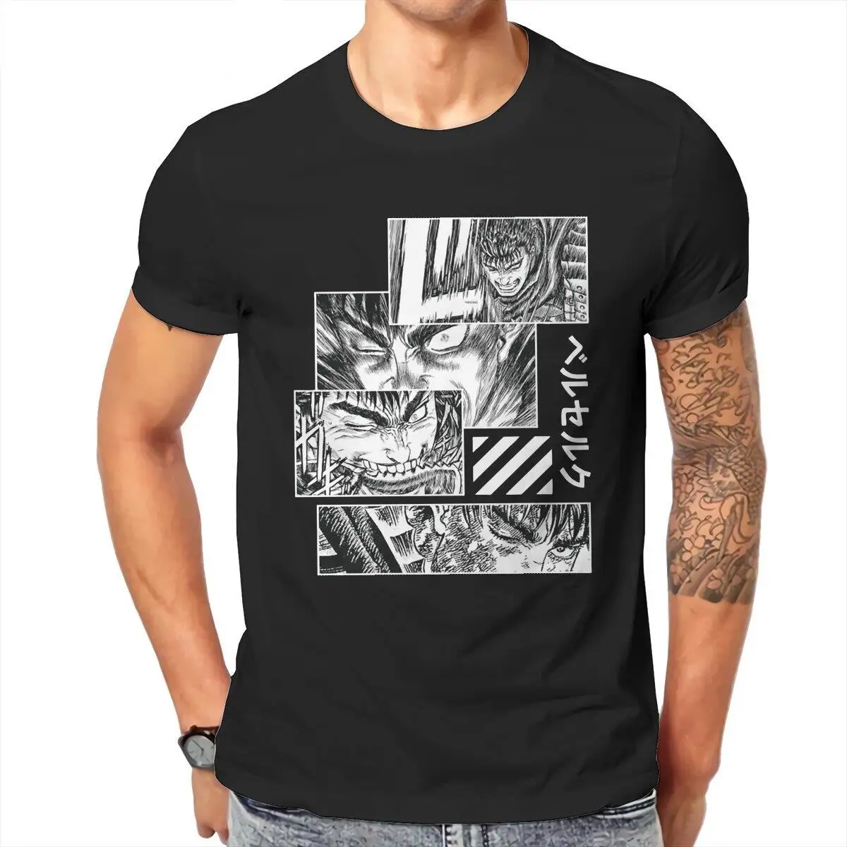Vintage 90s Anime Manga Berserk T Shirt Men's 100% Cotton Funny T-Shirts Swordsman Beast Griffith Tee Shirt Clothes Gift