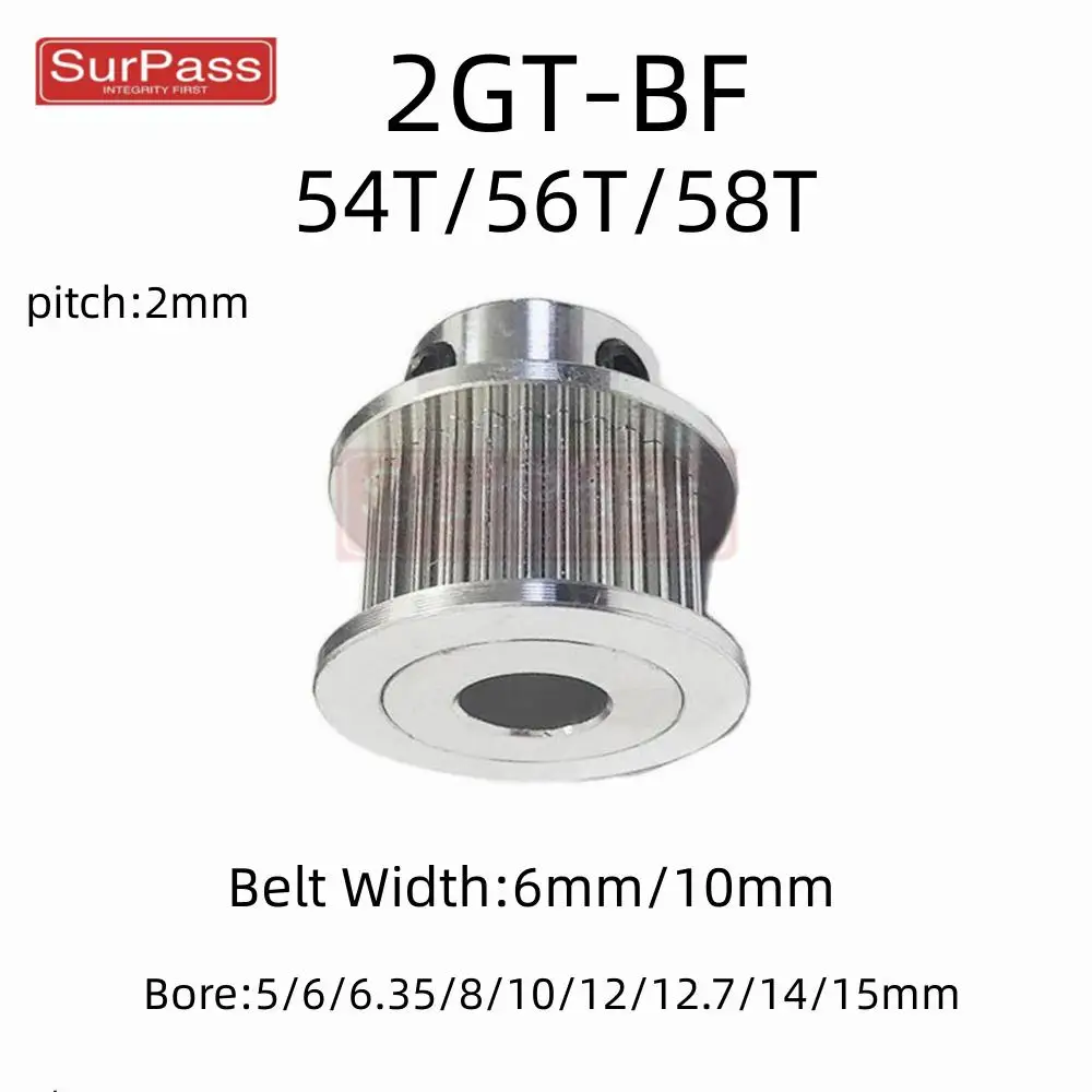 2GT/GT2 Зубчатый шкив 54T/56T/58T Зубчатые зубы Отверстие 5/6/6 35/8/10/12/12 7/14/15 мм Синхронные