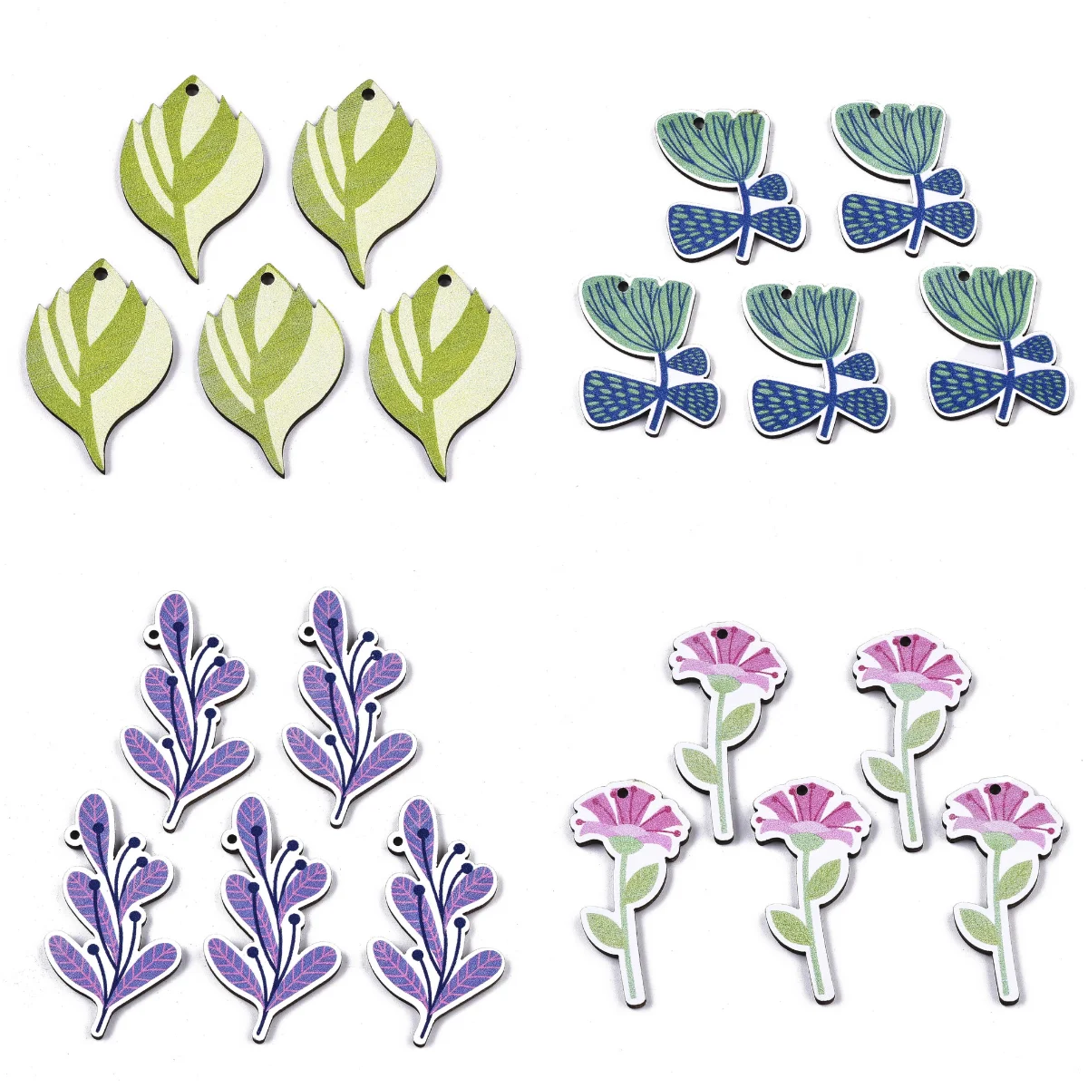 

200Pcs Printed Basswood Pendants Summer Tree Leaf Wooden Charms for Jewelry Making DIY Drop Earring Wood Necklace Pendant Supply