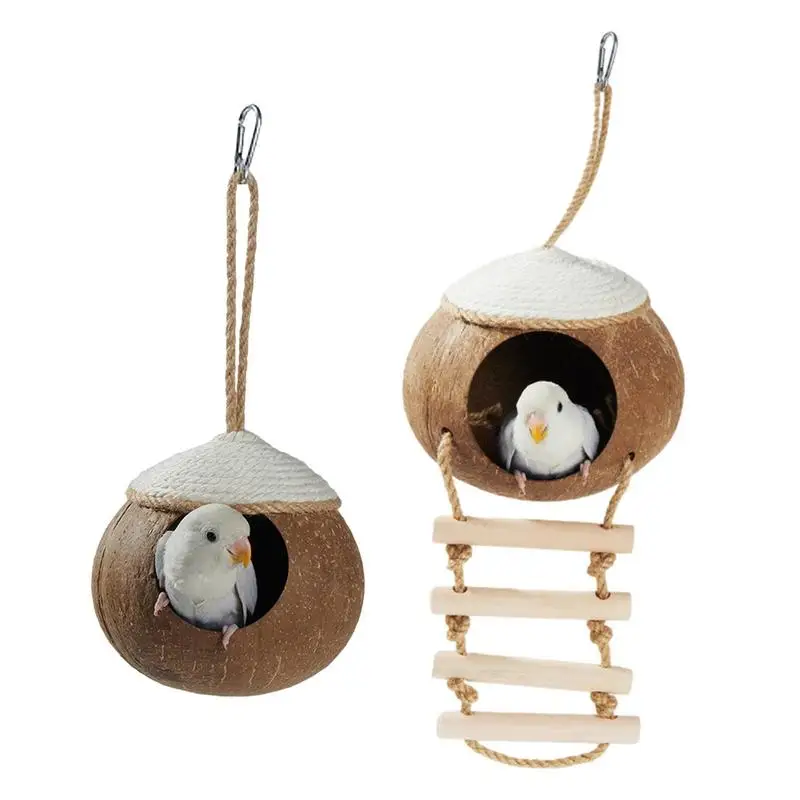

Bird Feeder House Parrots Bird Bed Coconuts Hummingbird Nest For Garden Parrot Habitat Cave 360 Circular Space With For Front