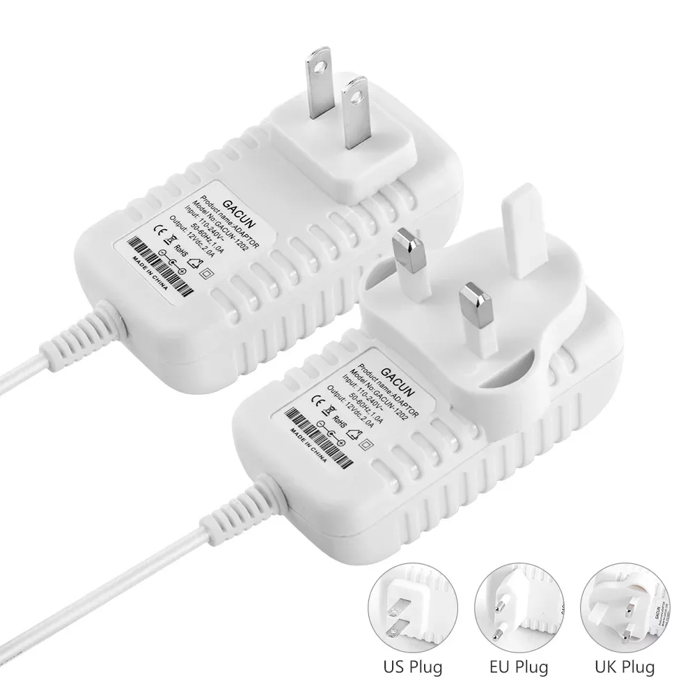 

Universal AC 110V-240V DC 12V 2A Power Supply Adapter Wall Charger US/EU/UK Plug 1.08m Long Cable For ADSL Modem Hub CD Player