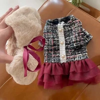 autumn winter dress rabbit hair scarf fashion suit small dog princess skirt cute cat coat chihuahua yorkshire beautiful clothes
