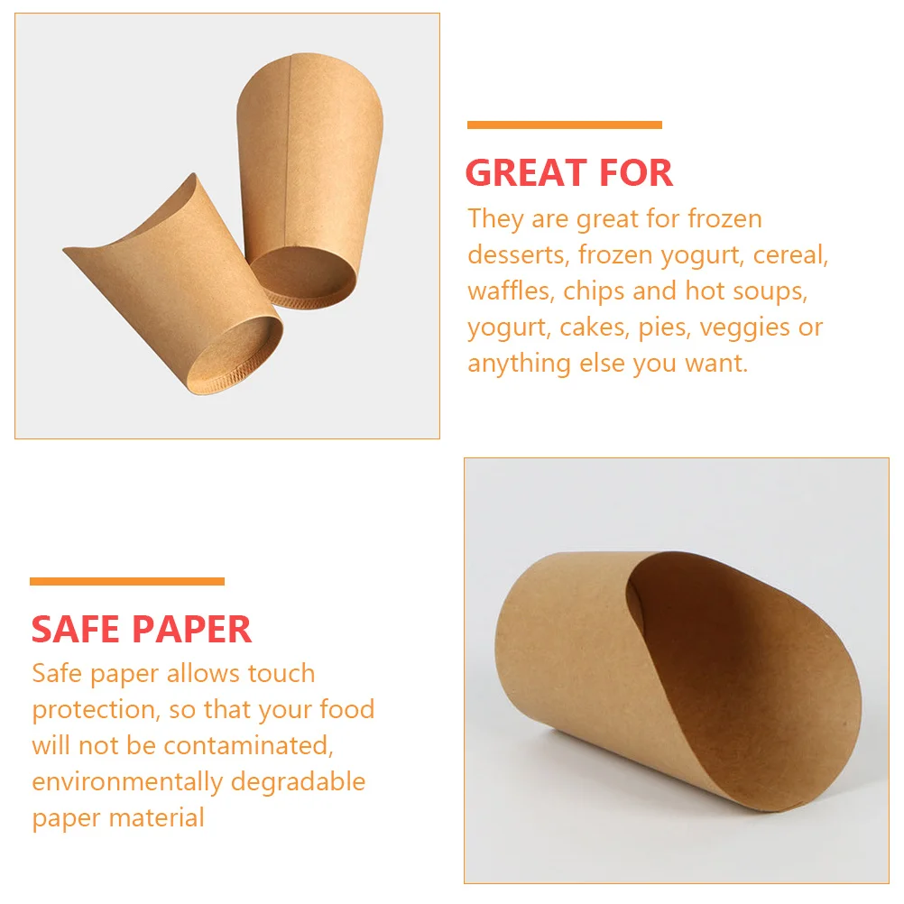 

Paper French Cups Holder Cones Boxes Fry Popcorn Cup Snack Fries Kraft Out Take Disposable Box Charcuterie Chip Cone Containers