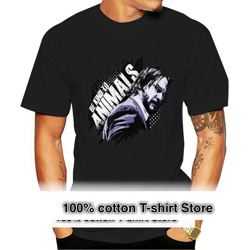 Be Kind To Animals T Shirt Graphic John Wick Silhouette Animals Movie Cinema Blue Black Keanu Reeves Keanu