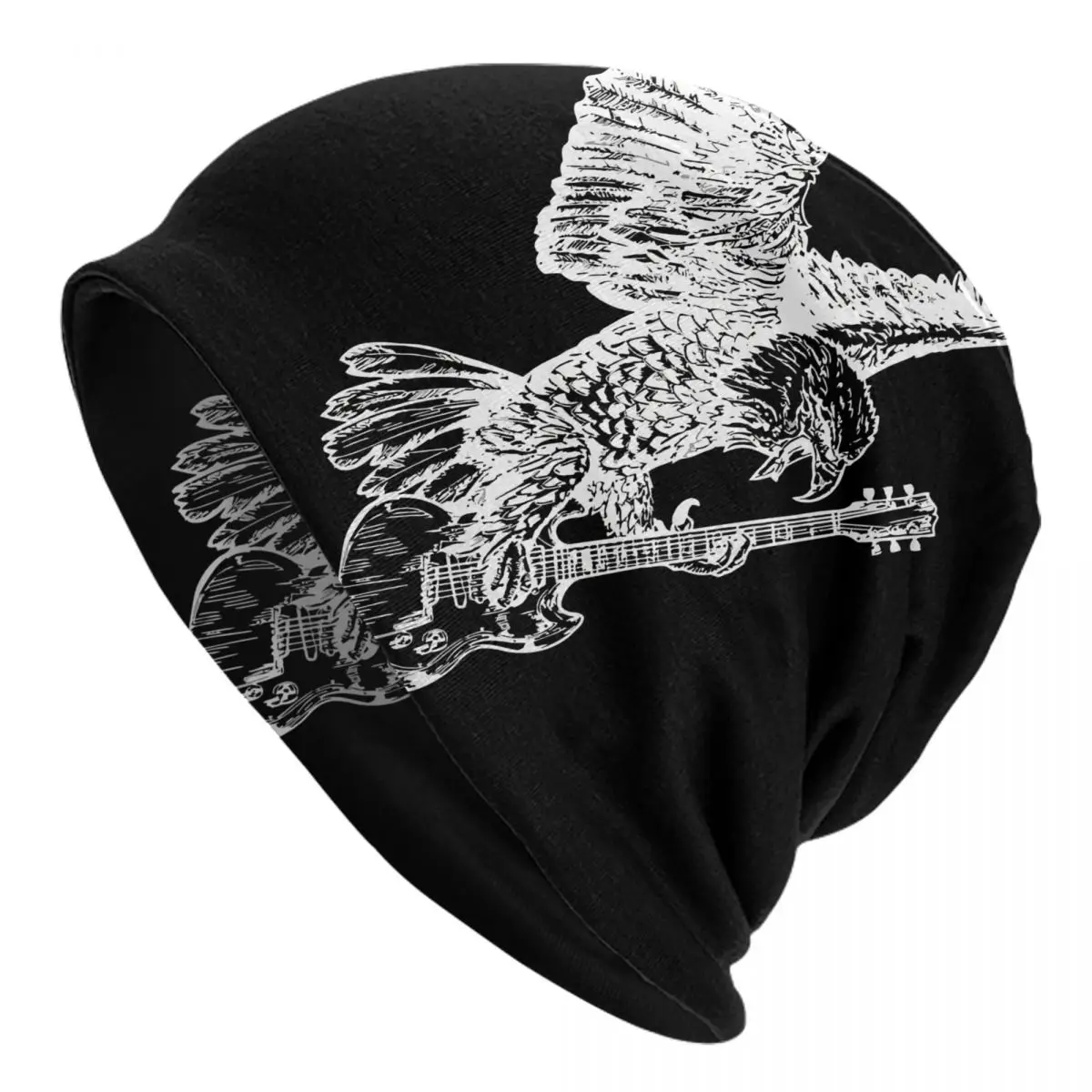 Seembo Eagle Playing Guitar Guitarist Musician Music Band Adult Men's Women's Knit Hat Keep warm winter Funny knitted hat