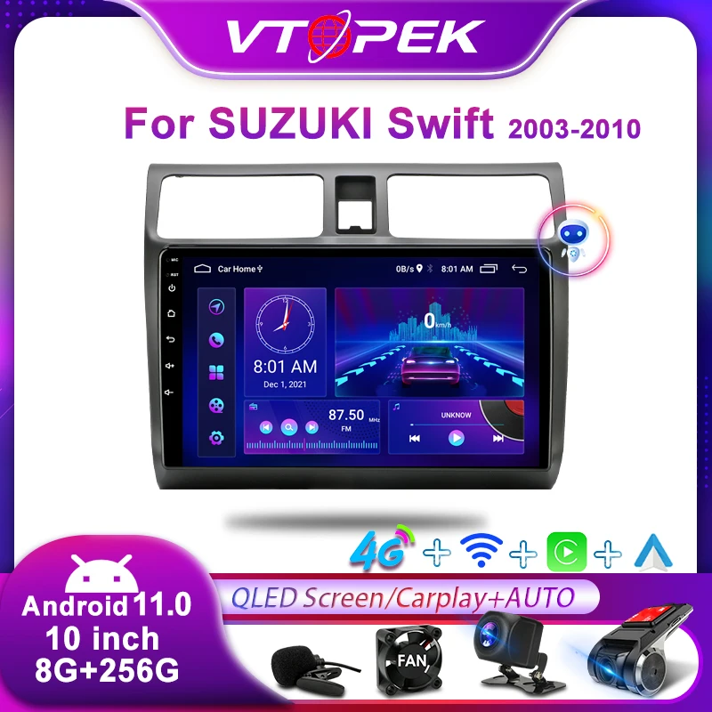 

Vtopek 2Din для SUZUKI Swift 2003-2010 4G Android 11 автомобильное Стерео Радио мультимедийный видеоплеер навигация GPS головное устройство Carplay