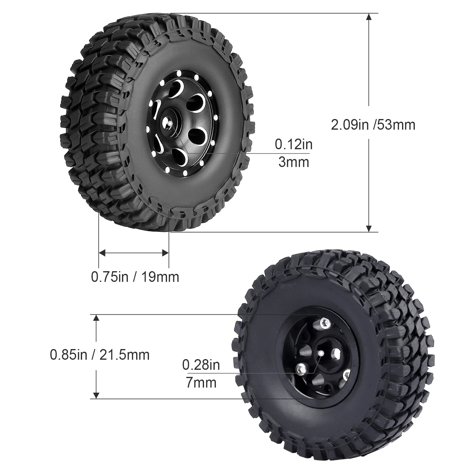 Фото Колеса и шины HobbyPark 1.0 Beadlock, 4 шт., металлические удлиненные проставки для колес, офсеты для 1/24 SCX24 90081 Deadbolt Truck №2