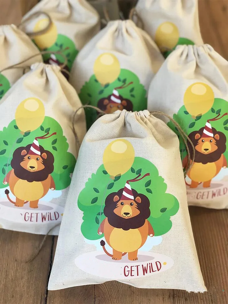 

5pcs lion Thank you candy gift bags Jungle Safari zoo animal Theme Boy Girl Baby Shower wild one 1st Birthday Party decoration