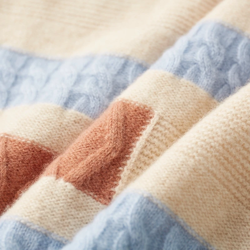 Кашемировый свитер из 100% чистой шерсти мужской жаккардовый пуловер с круглым