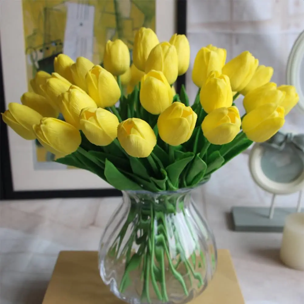 

30 Pcs Artificial Tulip Flowers Real Touch Tulips Fake PU Tulip Flower Bouquet for Home Wedding Party Office Decor