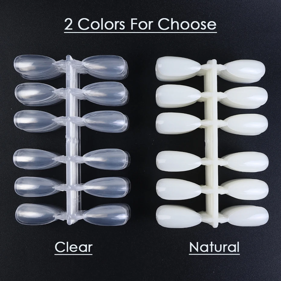 120pcs Stiletto False Nail Art Tips Natural Clear Full Cover Gel Polish Display Acrylic Practice Palette Manicure Tools JI1030-1 3