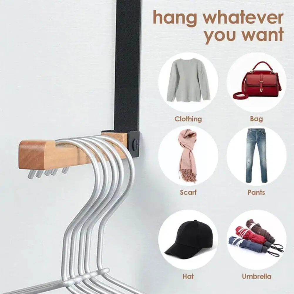 

Складной дверной крючок-вешалка, деревянный крючок для подвешивания одежды, шляп, вешалка для спальни, органайзер для двери, кухонного туал...