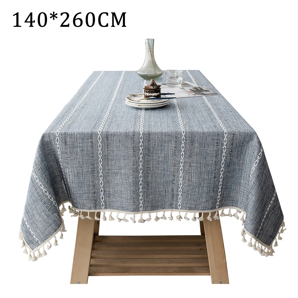 

Rectangle Tablecloth Hotel Dustproof For Kitchen Party Cotton Linen Home Decor Cover Wedding Nordic Style With Tassel Washable