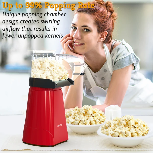 

200W Hot Air Popcorn Popper Machine Microwave Machine Delicious Healthy Gift Idea for Kids Home-made DIY Popcorn Movie Snack