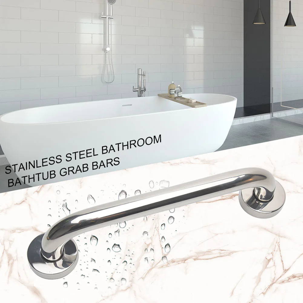 

Shower Silver Grab Bar Bathtub Anti-slip Straight Bathroom Stainless Steel Handle Safety Handrails