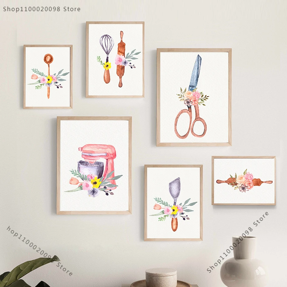 Abstract Tableware Spoon Whisk Blender Spatula Nordic Wall Art Canvas Painting Posters And Prints Pictures For Living Room Decor