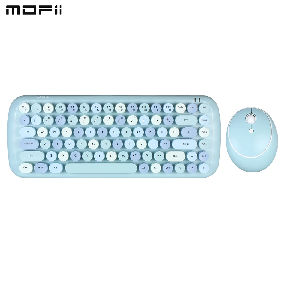 

Клавиатура Mofii CANDY, беспроводная комбинированная мышь 2,4G, смешанные цвета, 84 клавиши, набор клавиатуры и мыши с круглыми колпачками для клави...