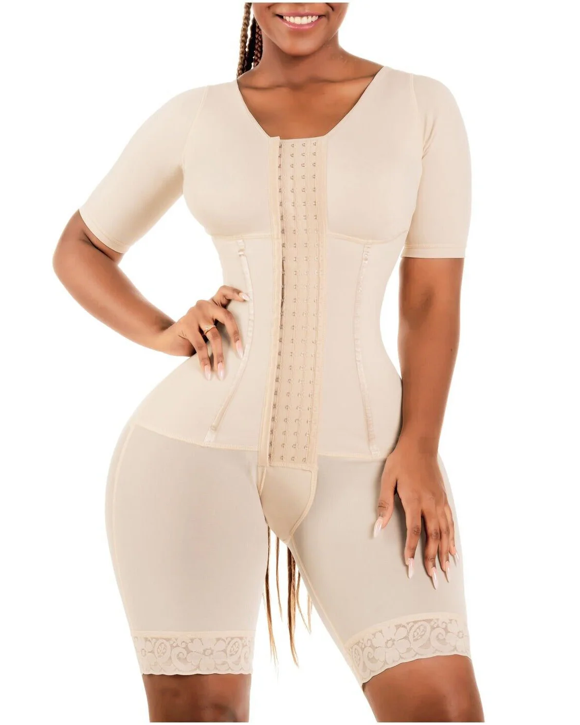 Женский корсет с высокой компрессией и кружевными деталями в офисном женском