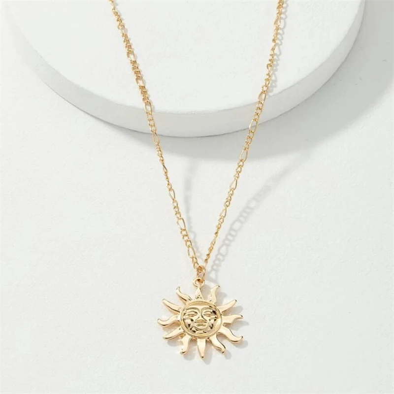 

2022 модное металлическое ожерелье с подвеской в виде солнца, винтажное ожерелье с подсолнухом, лучшие подарки для женщин, ожерелья для женщин