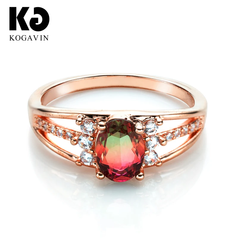 

KOGAVIN Rings For Women anillos Wedding anillos mujer Crystal Ring Pink Fashion Female Crystal Blue Party Simple Design Ring