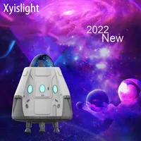 2022 New Creative Space Capsule Star Projection Lamp Galaxy Aurora Ambiance Night Light Bluetooth Music Bedroom Ornament Gift