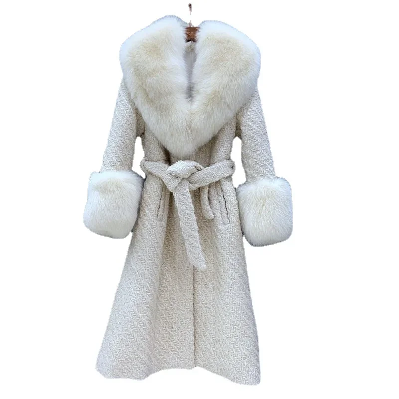 Новое поступление осени/зимы 2023 женская цельная кожаная куртка из лисьего меха с