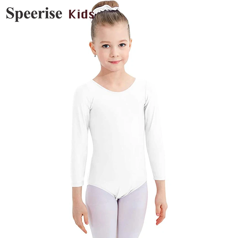 

Speerise Kids Long Sleeve Ballet Leotards for Girls Scoop Neck Gymnastics Dance Bodysuits Spandex Top Professional Exercise Wear