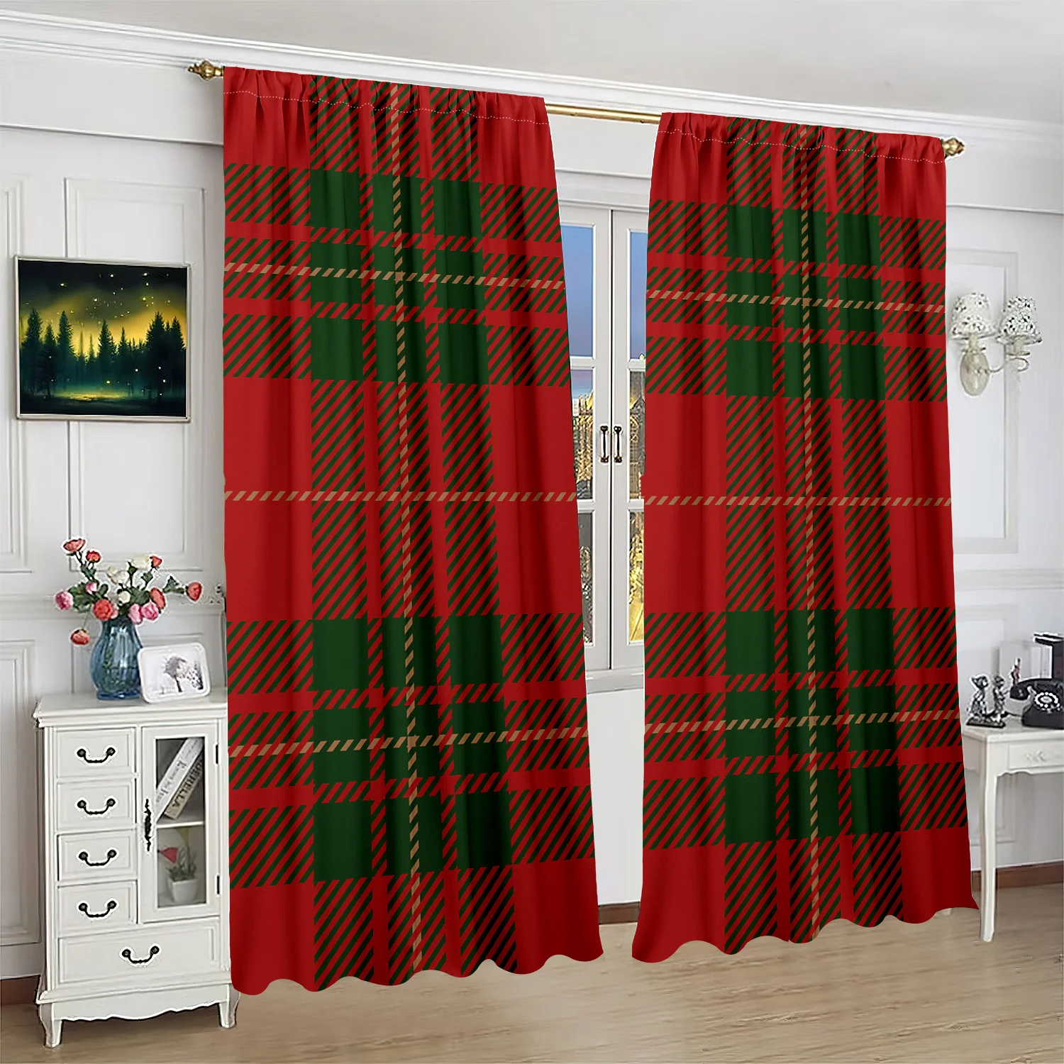 Занавески с принтом в клетку