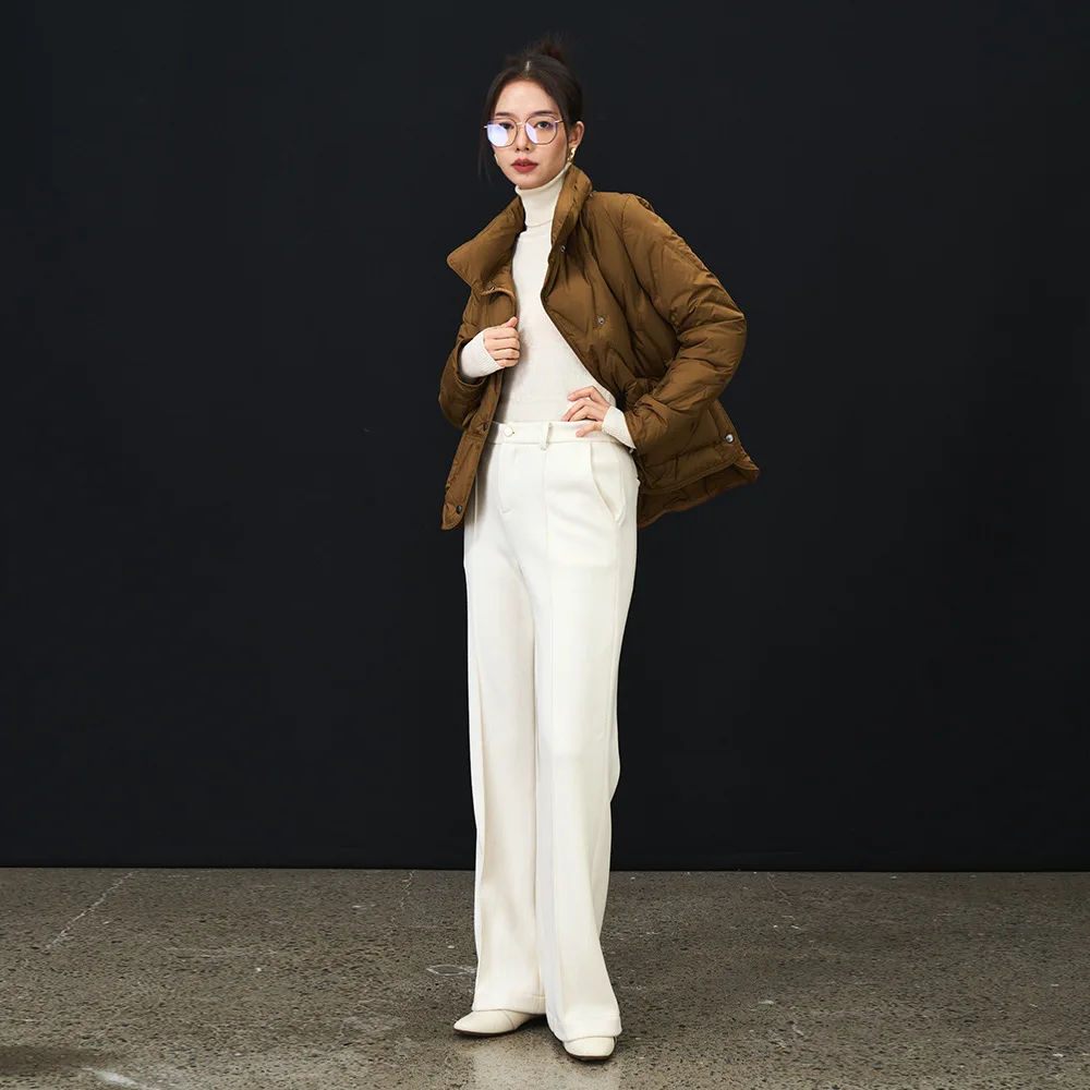 2022 Winter New Direct-Filled 90 White Duck Down Loose Thin Collar Bread Clothes Short Down Jacket Female