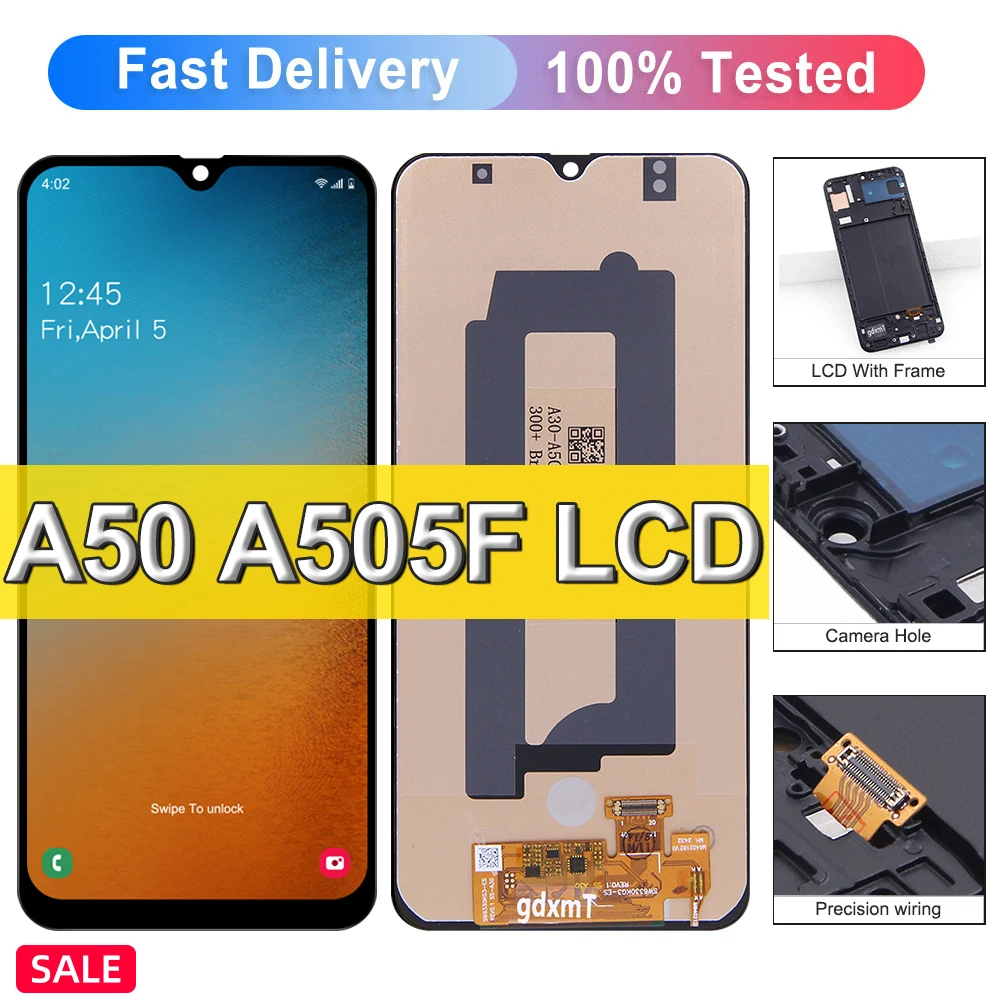 Super AMOLED для Samsung A50 SM-A505FN/DS A505F/DS A505 ЖК-дисплей с цифровым преобразователем
