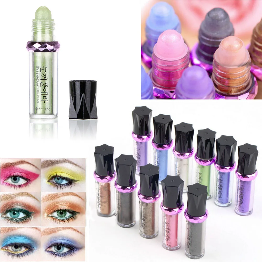 

Single Color Glitter Eyeshadow Roller Shimmer Eyeshadow Pigment Stick Green Eyeshadow Primer Palette Neon Eyeshadow Make Up