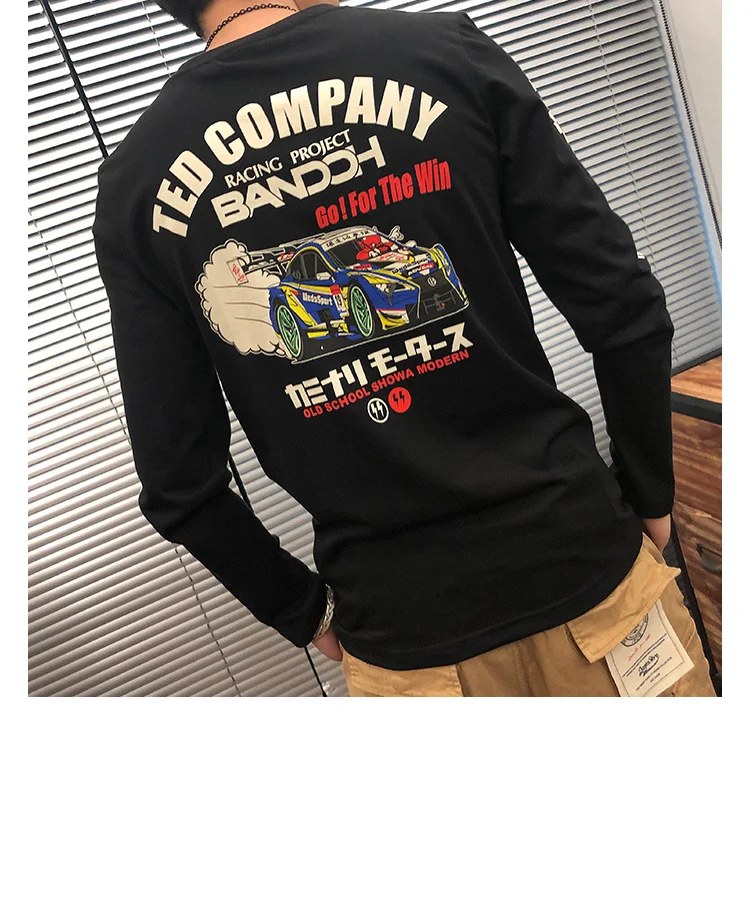 

Футболка мужская с принтом дьявола, повседневная хлопковая тенниска с длинным рукавом, модная майка в стиле хип-хоп с рисунком автомобиля, ч...