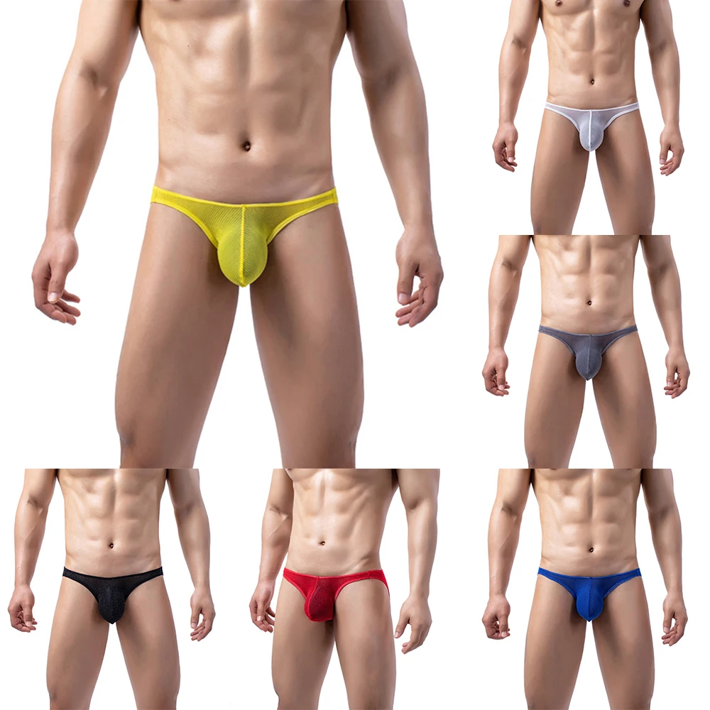 

Men Sexy Elastic Seamless Comfortable Underwear Low Waist Briefs Lingerie Lace G-String Thongs Solid Panties Underpants